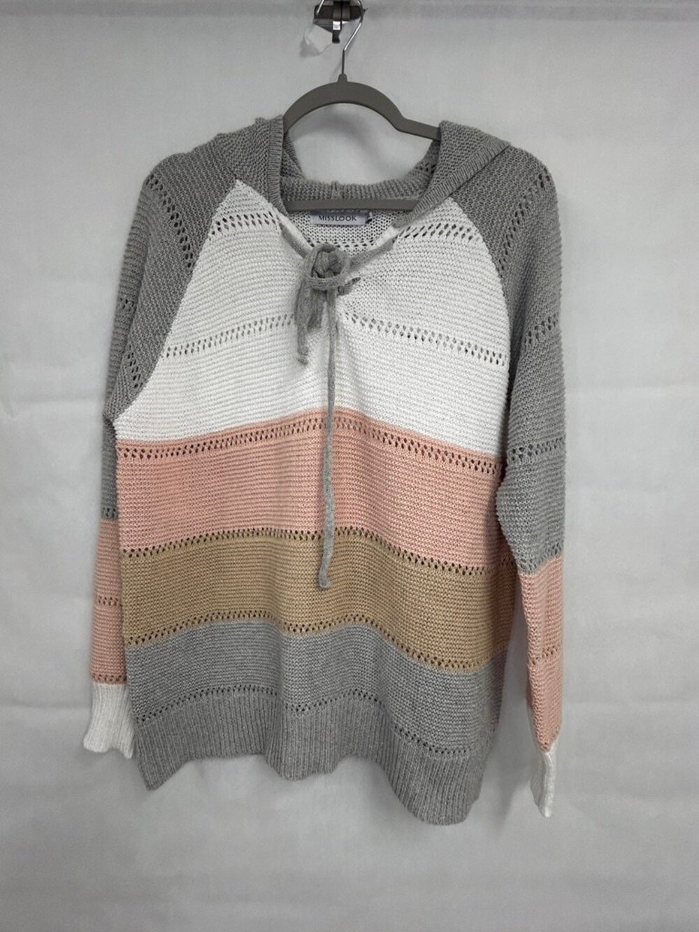 XL Striped Knit Hooded Sweater Boho Cottagecore Granoloa SoftGirl Retro Normcore